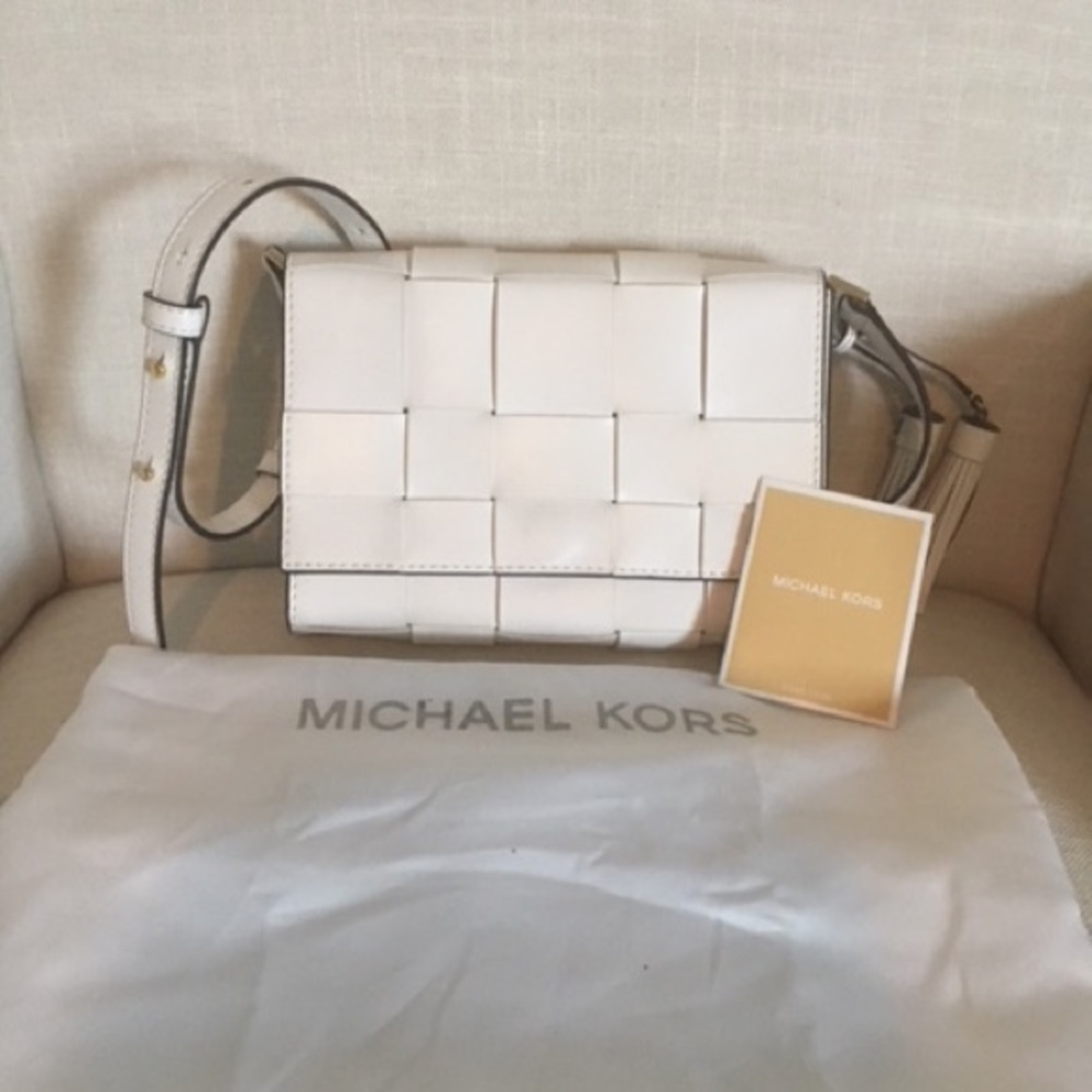 Michael Kors white leather handbag